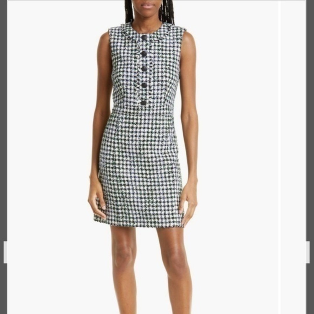 Veronica Beard Julie Sleeveless Tweed Dress in Blue/Pinegrove Multi Size 6